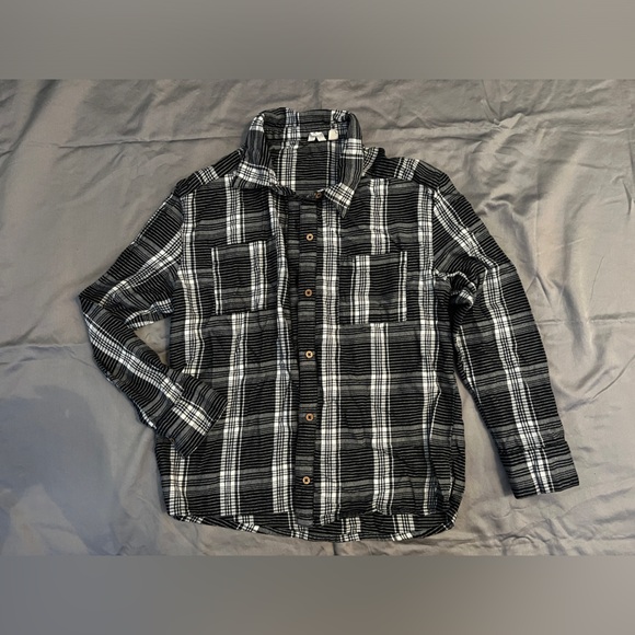 Roxy Tops - Roxy Black and White Plaid Button Up Shirt